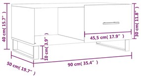 Τραπεζάκι Σαλονιού Καφέ Δρυς 90x50x40 εκ. Επεξεργασμένο Ξύλο - Καφέ