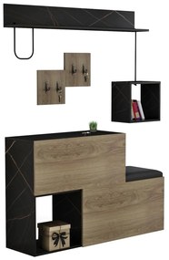 ENTRYWAY FURNITURE SET CERB  MELAMINE IN NATURAL-BLACK MARBLE 120x20x72Hcm.