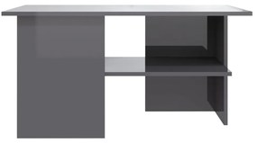 Τραπεζάκι Σαλονιού Γυαλιστερό Γκρι 90x60x46,5 εκ. Μοριοσανίδα - Γκρι