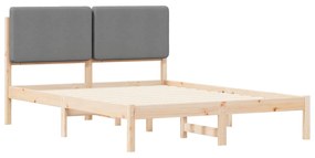 vidaXL Σκελετός Κρεβατιού με Επενδεδυμένο Κεφαλάρι Ανοιχτό γκρι