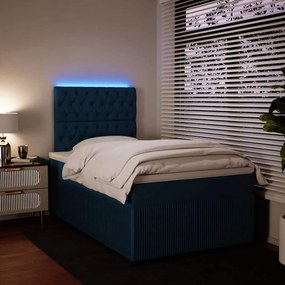 vidaXL Κρεβάτι Boxspring με Στρώμα Μπλε 120x190 εκ. Βελούδινο
