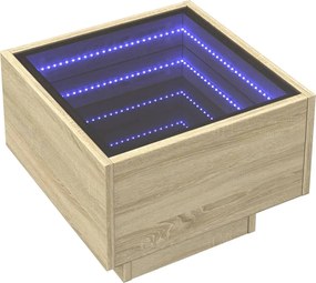 vidaXL Κομοδίνο Άπειρο Φως LED Sonoma Δρυς 40x40x30 εκ.