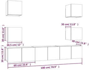 vidaXL Σετ Επίπλων Τηλεόρασης 7 Τεμ. Γκρι Sonoma Επεξεργασμένο Ξύλο