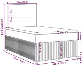 Κρεβάτι Boxspring με Στρώμα Σκούρο Γκρι 120x190 εκ Υφασμάτινο - Γκρι