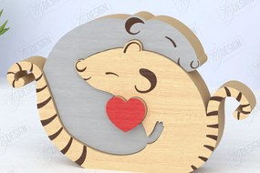 Σετ των 2 Intra απο ξύλο plywood 3mm-4mm πάχος – Οικογενειακό παζλ Αρουραίων Κοπή λέιζερ | Ζώα Δίασταση 20x20 cm INTRAFABR-119896205