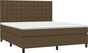 vidaXL Κρεβάτι Boxspring με Στρώμα Σκούρο Καφέ 160x200 εκ Υφασμάτινο