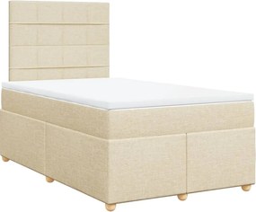 vidaXL Κρεβάτι Boxspring με Στρώμα Κρεμ 120x190 εκ. Υφασμάτινο