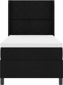 vidaXL LED Κρεβάτι με βάθρο με στρώμα Μαύρο 100 x 200 cm ύφασμα