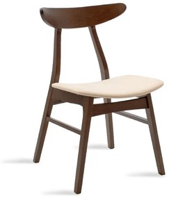 Καρέκλα Orlean pakoworld μπεζ ύφασμα-rubberwood καρυδί πόδι - Συνθετικό Ξύλο - 097-000007