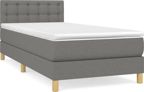 vidaXL Κρεβάτι Boxspring με Στρώμα Σκούρο Γκρι 100x200 εκ. Υφασμάτινο