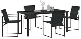 vidaXL Σέτ φαγητού για κήπο 5 pcs Μαύρο Textilene και ατσάλι με σκόνη