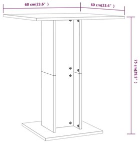 vidaXL Τραπέζι Bistro Γυαλιστερό Λευκό 60 x 60 x 75 εκ. Επεξ. Ξύλο