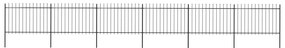 vidaXL Κάγκελα Περίφραξης με Λόγχες Μαύρα 10,2 x 1,2 μ. από Χάλυβα