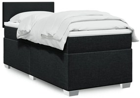 vidaXL Κρεβάτι Boxspring με Στρώμα Μαύρο 90x200 εκ. Υφασμάτινο