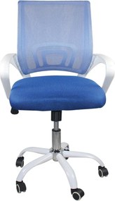 BF2101-SW Πολυθρόνα Γραφείου με Ανάκλιση Άσπρο - Mesh Μπλε   1τμχ
