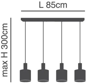 SE21-NM-4-4BL-SH123 ADEPT FLEX Nickel Matt Pendant White, Grey, Brown Fabric Shade+