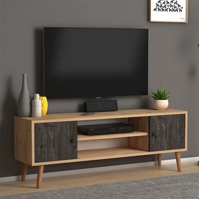 Έπιπλο τηλεόρασης Parma Megapap μελαμίνης χρώμα industrial grey - oak 120x30x40εκ.