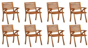Καρέκλες Κήπου 8 τεμ. από Μασίφ Ξύλο Ακακίας με Μαξιλάρια - Γκρι