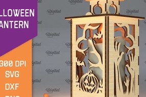 Σετ των 2 Intra απο ξύλο plywood 3mm-4mm πάχος Τρισδιάστατο αποκριάτικο φανάρι με λέιζερ Δίασταση 15x15 cm INTRAFABR-105938954