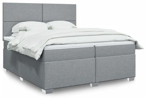 vidaXL Κρεβάτι Boxspring με Στρώμα Ανοιχτό Γκρι 200x200 εκ. Υφασμάτινο