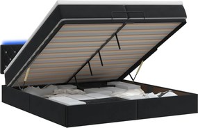 vidaXL Κρεβάτι Ottoman με Στρώμα και LED Μαύρο 200 x 200 cm Βελούδο