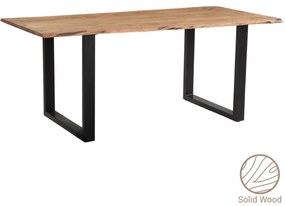 Τραπέζι Adorn pakoworld μασίφ ξύλο πεύκου καρυδί-πόδι μαύρο 200x100x75.6εκ
