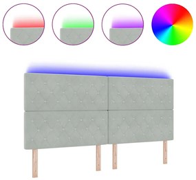 vidaXL Κεφαλάρι LED με φώτα λωρίδας LED Ανοιχτό γκρι 100 cm Βελούδο