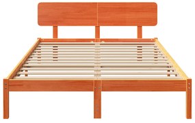 vidaXL Κρεβάτι με Κεφαλάρι καφέ κηρωμένο 150x200 εκ. από μασίφ ξύλο πεύκου