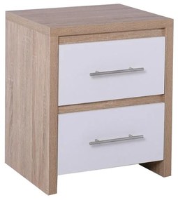 KENNEL Κομοδίνο 2 Συρτάρια, Απόχρωση Sonoma Άσπρο 47x39x57cm Ε765,1