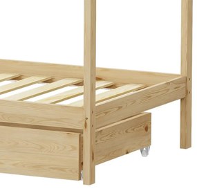 Κρεβάτι παιδικό Mellin τύπου Montessori με 2 συρτάρια ξύλο φυσικό 90x190 εκ. 90x190x140 εκ.