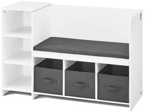 VEVOR Kids Reading Nook Bench 6-Cubby Storage Bookshelf with Seat Cushion White