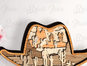 Σετ των 2 Intra απο ξύλο plywood 3mm-4mm πάχος - Αποκοπή υ με στρώσεις καπέλο καουμπόη Δίασταση 20x20 cm INTRAFABR-113330723