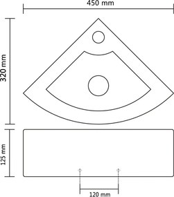 vidaXL Νιπτήρας με Οπή Υπερχείλισης Λευκός 45 x 32 x 12,5 εκ.