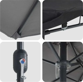 vidaXL Ομπρέλα Κήπου Ανθρακί 385 x 209 x 244 εκατοστά