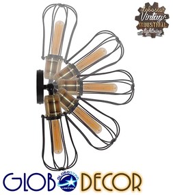 GloboStar AVOCANDO 01056 Vintage Industrial Φωτιστικό Τοίχου Απλίκα Μονόφωτο Μαύρο Μεταλλικό Πλέγμα Φ12 x Μ15 x Π12 x Υ32cm