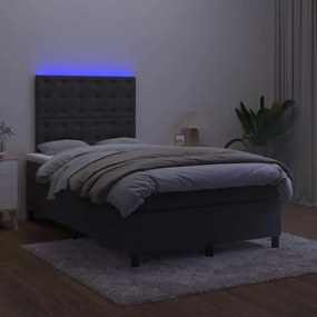 vidaXL Κρεβάτι Boxspring με Στρώμα &amp; LED Μαύρο 120x190 εκ. Βελούδινο