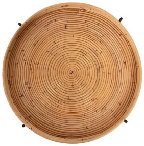 Τραπεζάκι σαλονιού Βοηθητικό FLY Rattan Φυσικό και Μεταλλική Μαύρη Βάση Φ50x40Υεκ. 50x50x40 εκ.
