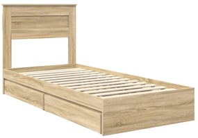 vidaXL Κρεβάτι Αποθήκης Δρύς Sonoma 75 x 190 cm Επεξεργασμένο ξύλο