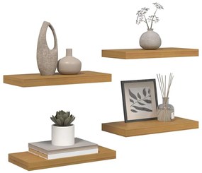 vidaXL Ράφι Τοίχου 4 pcs Μπεζ 50 x 23,5 x 4 εκ Επεξεργασμένο ξύλο
