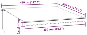 Τέντα Πτυσσόμενη Χειροκίνητη Καφέ 450x300 εκ. - Καφέ