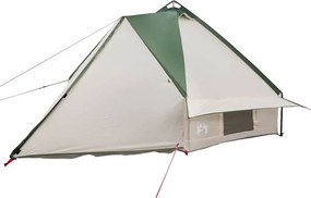 vidaXL Τέντα Τιπί 6 Ατόμων Πράσινο και Λευκό 431 x 366 x 185 εκ.
