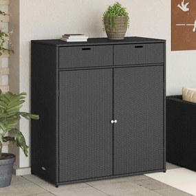 vidaXL Ντουλάπι Αποθήκευσης Κήπου Μαύρο 105x55x113 εκ. από Συνθ. Ρατάν