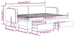 Καναπές Κρεβάτι Συρόμενος Taupe 80x200 εκ. Υφασμάτινος Συρτάρια - Μπεζ-Γκρι