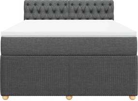 vidaXL Κρεβάτι Boxspring με Στρώμα Σκούρο Γκρι 160x200 εκ Υφασμάτινο