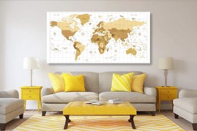 Εικόνα μπεζ παγκόσμιου χάρτη σε ανοιχτόχρωμο φόντο - 120x60