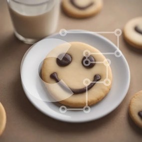 Intra Συλλεκτικό Ξύλινο Παζλ Plywood  4mm - Μπισκότο Smiley Face σε λευκό πιάτο Σε Ξύλινο Κουτί - Διαστάσεις: 10x10 cm – 25 κομμάτια
