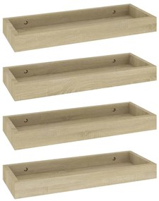 vidaXL Ράφια Τοίχου με Εσοχή 4 τεμ. Δρυς 40 x 15 x 4 εκ. από MDF
