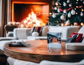 Intra Συλλεκτικό Ξύλινο Παζλ Plywood 4mm - Άνετο σαλόνι διακοσμημένο για τις γιορτές Σε Ξύλινο Κουτί - Διαστάσεις Puzzle: 10x10 cm – 25 κομμάτια