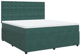 vidaXL Κρεβάτι Boxspring με Στρώμα Σκούρο Πράσινο 180x200εκ. Βελούδινο