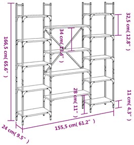 ΒΙΒΛΙΟΘΗΚΗ ΓΚΡΙ SONOMA 155,5X24X166,5 ΕΚ. ΕΠΕΞΕΡΓΑΣΜΕΝΟ ΞΥΛΟ 838861